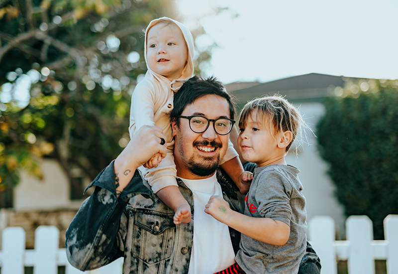 Latino male and two children