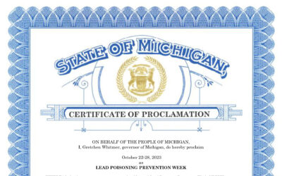 Thank you Governor Whitmer for Proclaiming it National Lead Poisoning Prevention Week